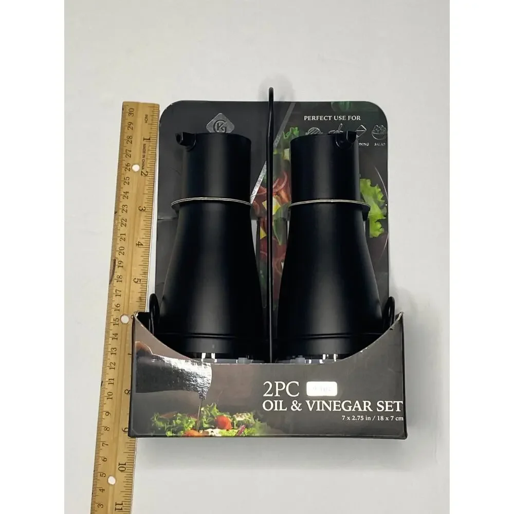 Oil and Vinegar Set 9.1oz 7in x 2.75in Gourmet Home Products Black Metal